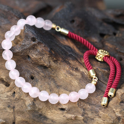 Pulseira de Quartzo Rosa Ajustável