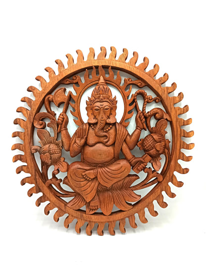 Painel de Madeira - Ganesha - 40cm