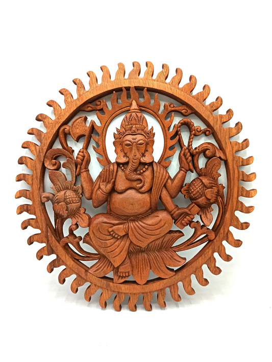 Painel de Madeira - Ganesha - 40cm