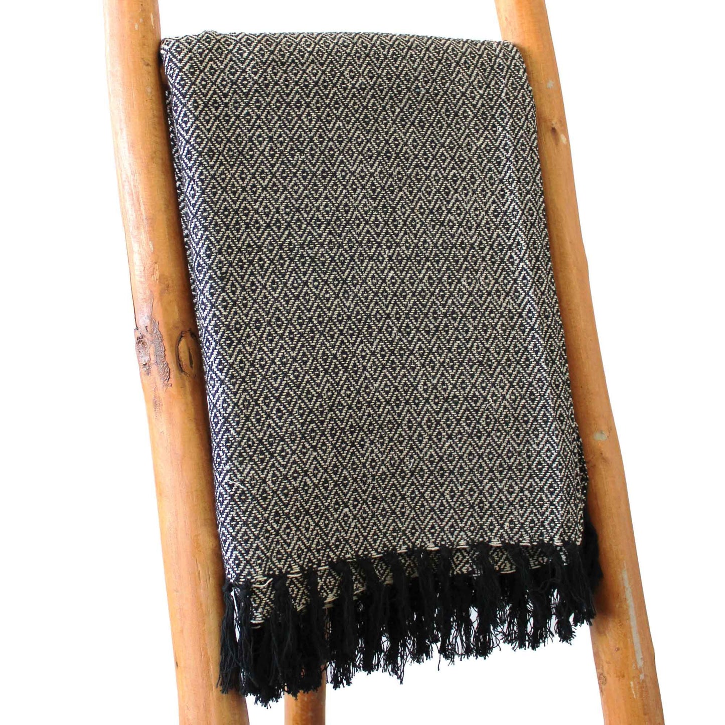 Manta Boho 100% Algodão — Carvão
