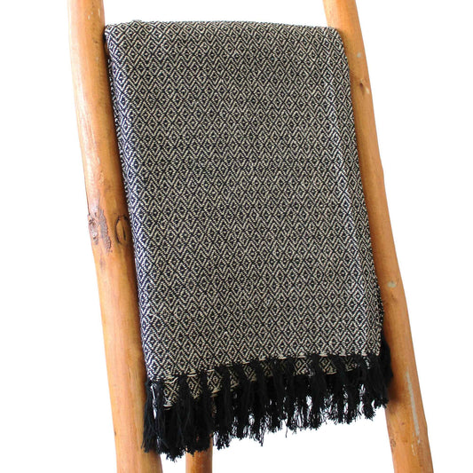 Manta Boho 100% Algodão — Carvão