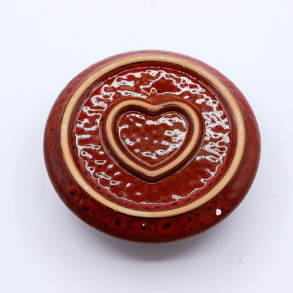 Suporte Cerâmico para Palo Santo e Incenso - Mandala - Vermelho com Brilho em Forma de Coração