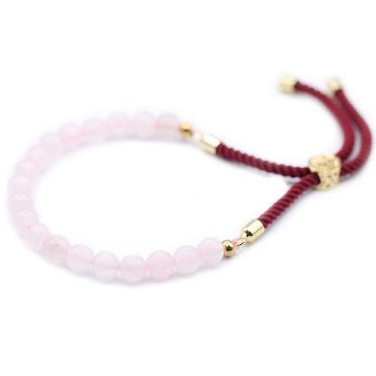 Pulseira de Quartzo Rosa Ajustável