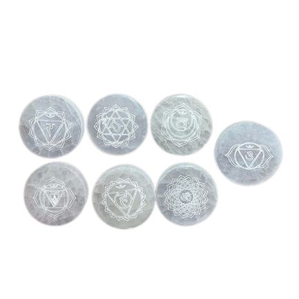 Conjunto de 7 Placas de Carga de Selenite - Chakra