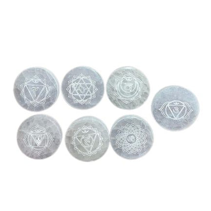 Conjunto de 7 Placas de Carga de Selenite - Chakra