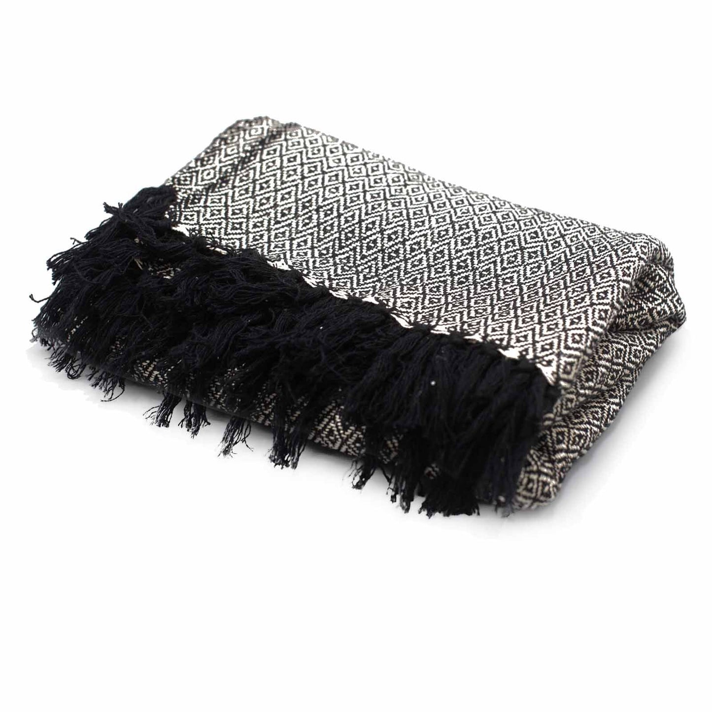 Manta Boho 100% Algodão — Carvão