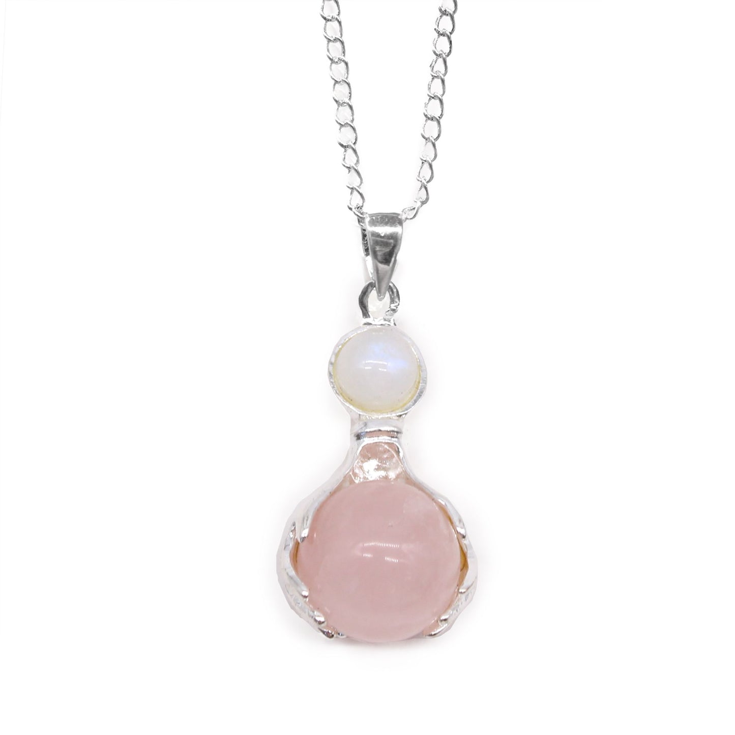 Colar Mãos Curativas de Quartzo Rosa