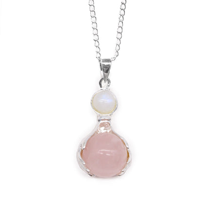 Colar Mãos Curativas de Quartzo Rosa