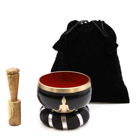 Set Taça Tibetana - Buda - Preto/Laranja 10,7 cm