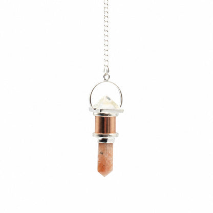 Péndulo de Cobre Combo - Quartzo Transparente e Pedra Solar