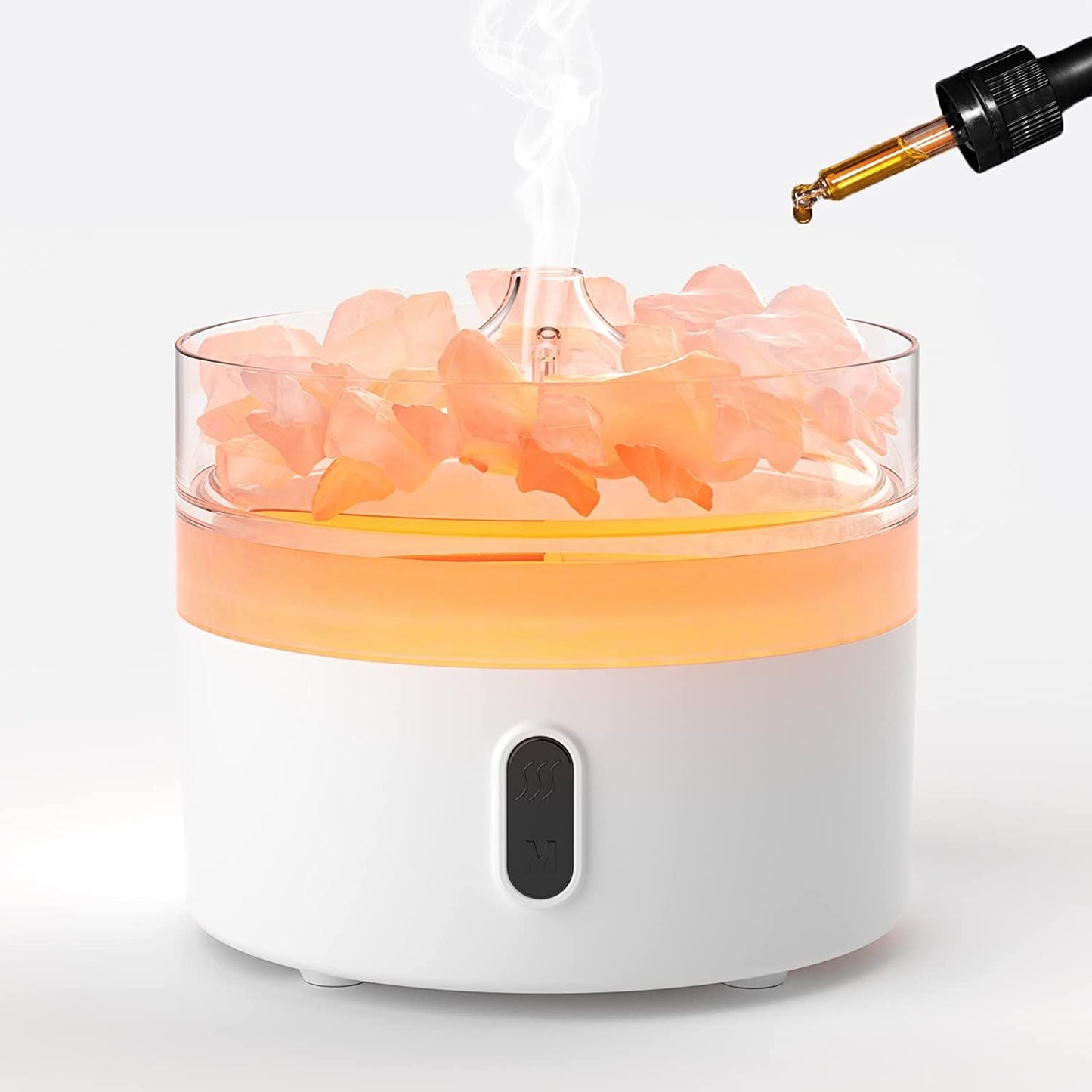 Difusor de Aroma de Sal do Himalaia - Luz Noturna - USB-C - Efeito Chama (Sal incluída)
