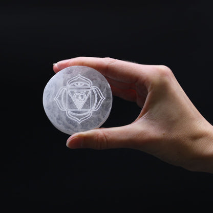 Conjunto de 7 Placas de Carga de Selenite - Chakra