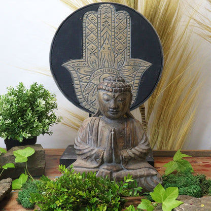 Conjunto Buda Feng Shui - Hamsa - Cinzento