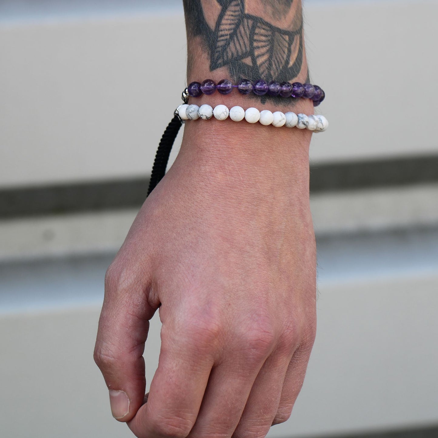 Pulseira de Howlita Branca Ajustável
