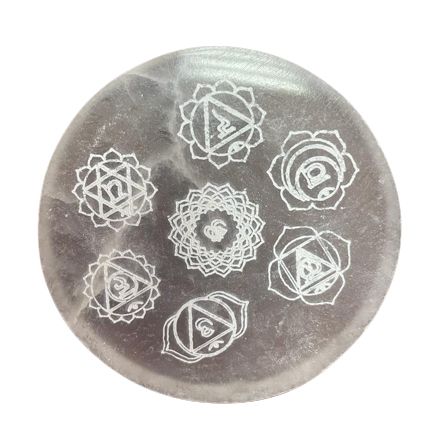 Placa de Carga de Selenite Pequena 8cm - Chakra