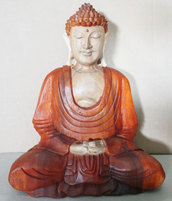 Estátua de Buda Esculpida à Mão - 30cm Mãos Abaixo