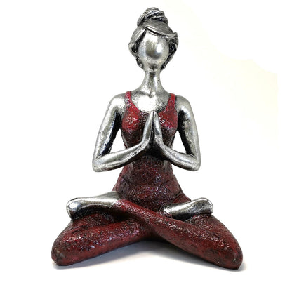 Figura de Yoga - Prata e Bordeaux 24cm