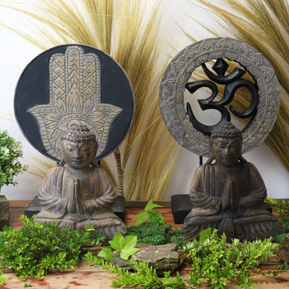 Conjunto Buda Feng Shui - Hamsa - Cinzento