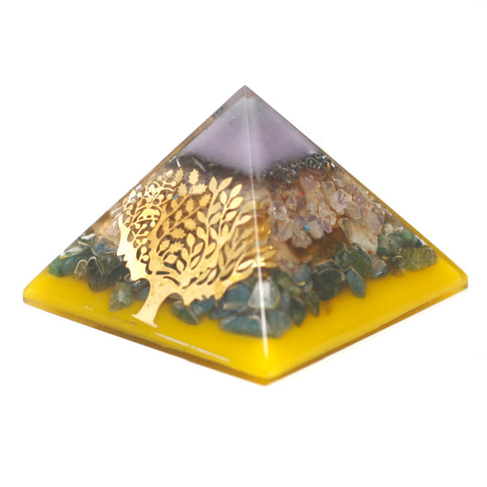 Pirâmide de Orgonita 70mm - Cristais dos Chakras - Árvore da Vida