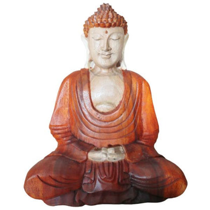 Estátua de Buda Esculpida à Mão - 30cm Mãos Abaixo