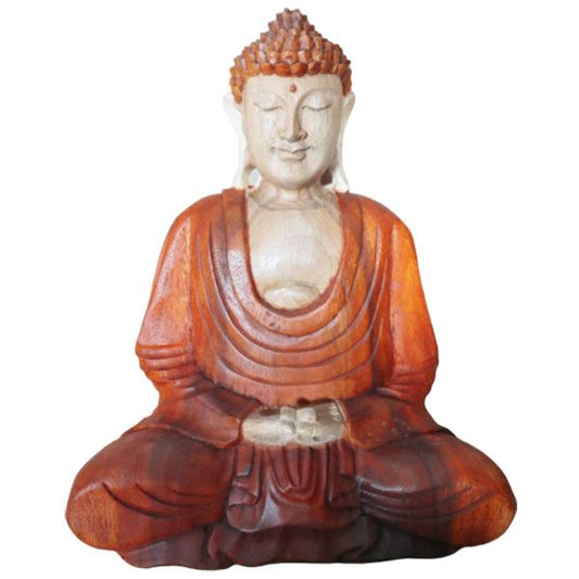 Estátua de Buda Esculpida à Mão - 30cm Mãos Abaixo