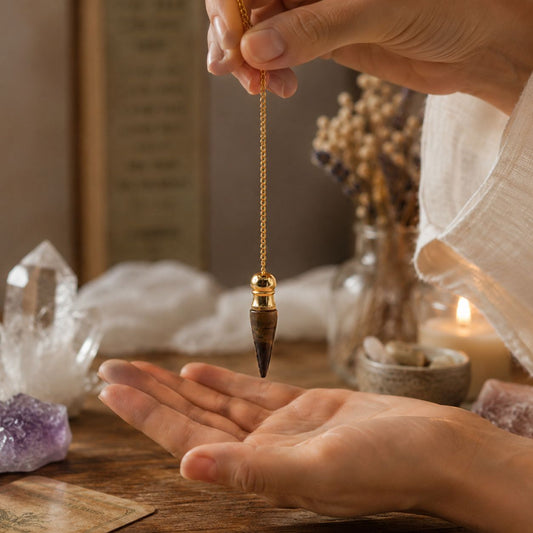 Péndulo com Cavidade Secreta - Olho de Tigre Dourado