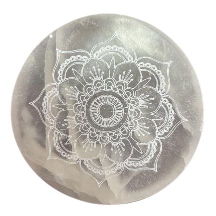 Placa de Carga de Selenite Pequena 8cm - Mandala