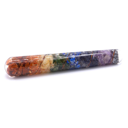 Varinha de Orgonite com Chakras e Cobre 140 x 30 mm