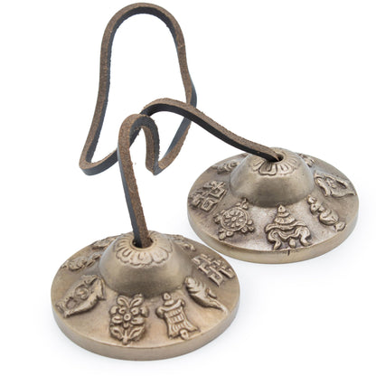Sino Tibetano Tingsha Premium - Símbolos da Sorte - aprox. 6 cm (155 g)