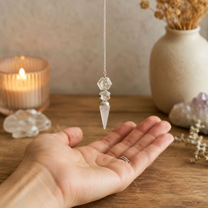 Péndulo de Três Peças - Quartzo Cristal