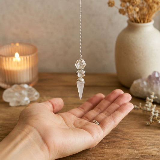 Péndulo de Três Peças - Quartzo Cristal