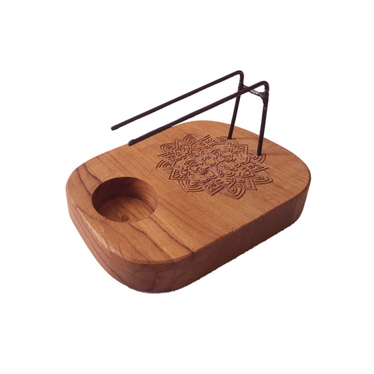 Queimador de Palo Santo em Madeira de Teca - Design Mandala