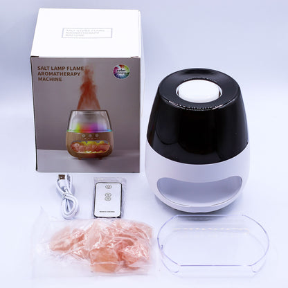 Difusor de Aroma Efeito Chama - Pedra de Sal - USB - Mudança de Cor e Temporizador