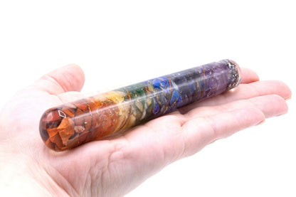 Varinha de Orgonite com Chakras e Cobre 140 x 30 mm