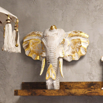Cabeça Grande de Elefante - Dourado e Branco
