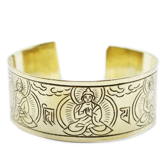 Pulseira Tibetana de Latão - Cinco Budas