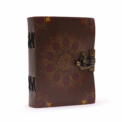 Caderno de Couro Genuíno - Flor de Lótus