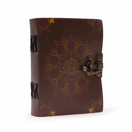 Caderno de Couro Genuíno - Flor de Lótus