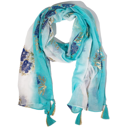 Lenço Nomad Sari Aqua Fish - Turquesa (180x50cm)