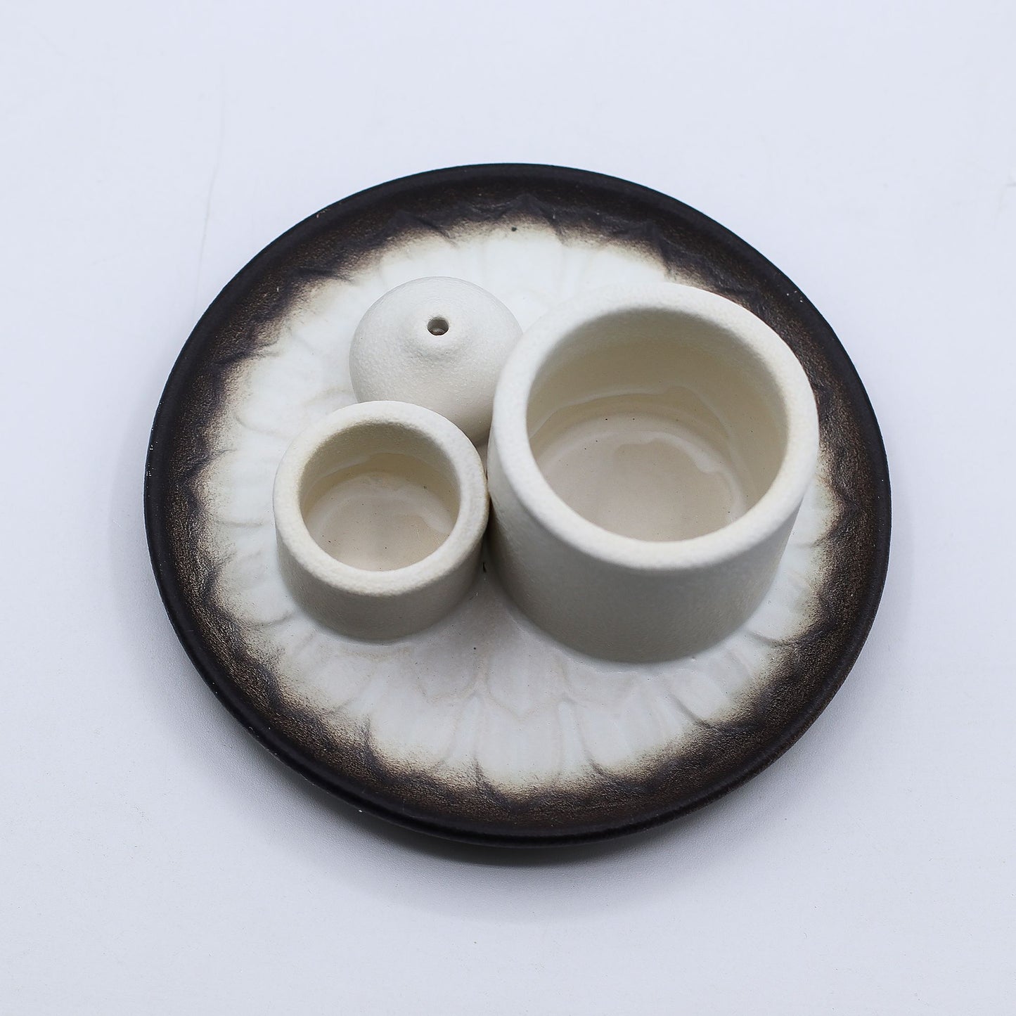 Suporte Cerâmico para Palo Santo e Incenso - Mandala - Branco