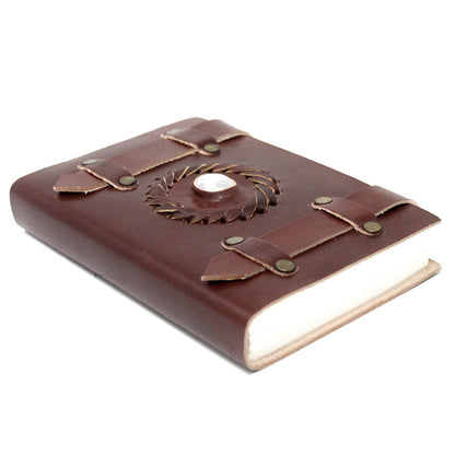 Caderno de Couro Genuíno - Olho da Lua com Correias