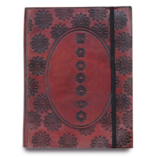 Caderno Médio de Couro Vegetal - Chakra Mandala