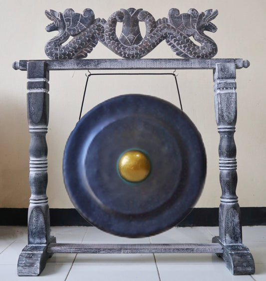 Gongo de Meditação com Suporte - 35cm - Preto