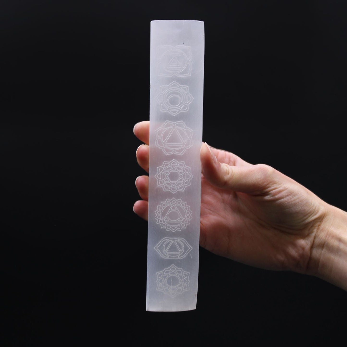 Placa de Carga de Selenite para Barra Plana 20cm - Chakra