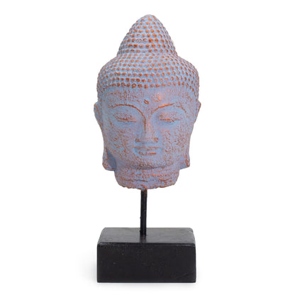 Cabeça de Buda em Repouso sobre Suporte - Efeito Cobre Azul