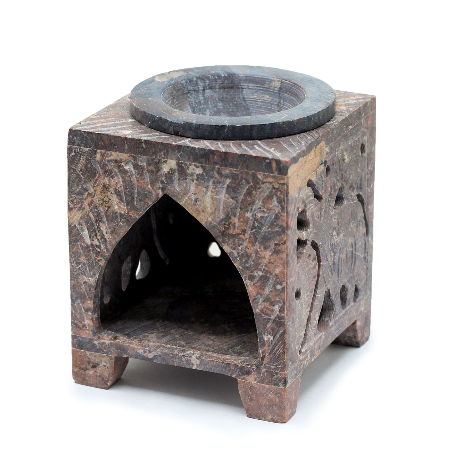 Queimador de Óleo de Esteatita Quadrado 10x7.5cm - Elefante
