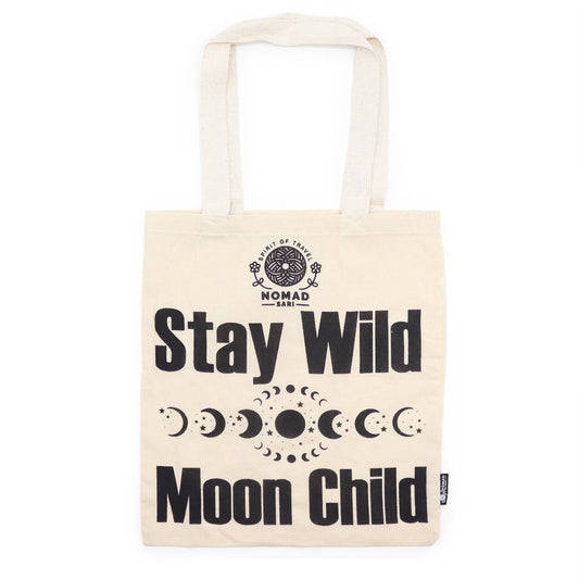 Bolsa Tote Icónica Nomad Sari - Stay Wild, Moon Child - Natural 4oz