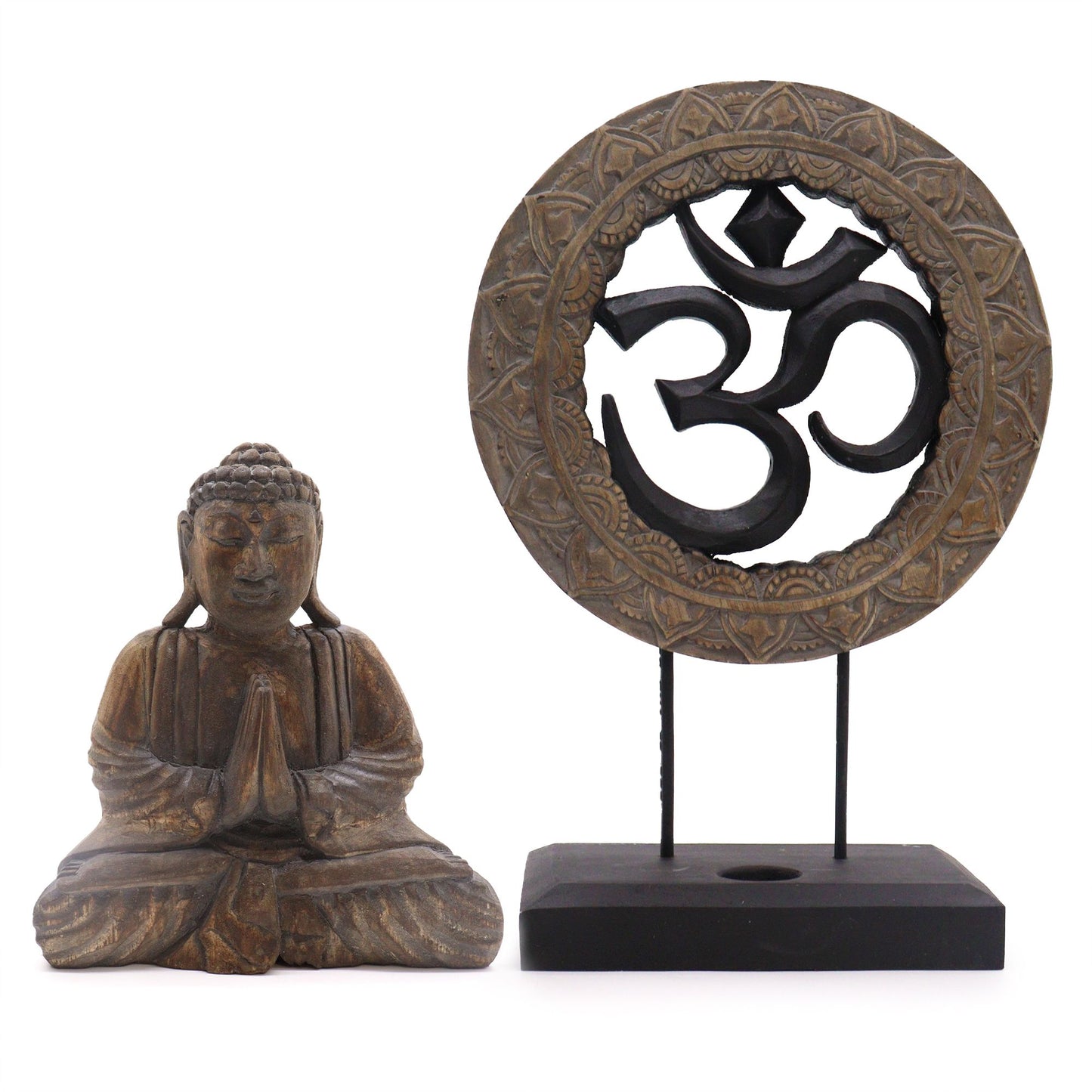 Conjunto Buda Feng Shui - Om - Cinzento e Preto
