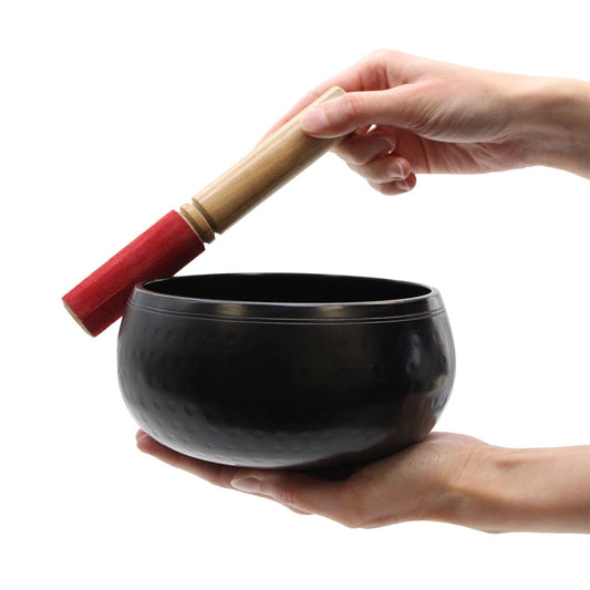 Taça Tibetana Grande Martelada Preta - 18 cm
