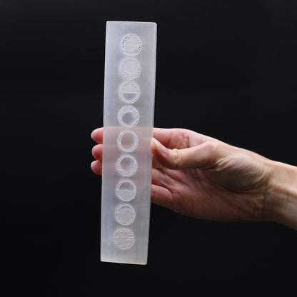 Placa de Carga de Selenite para Barra Plana 20cm - Ciclos da Lua